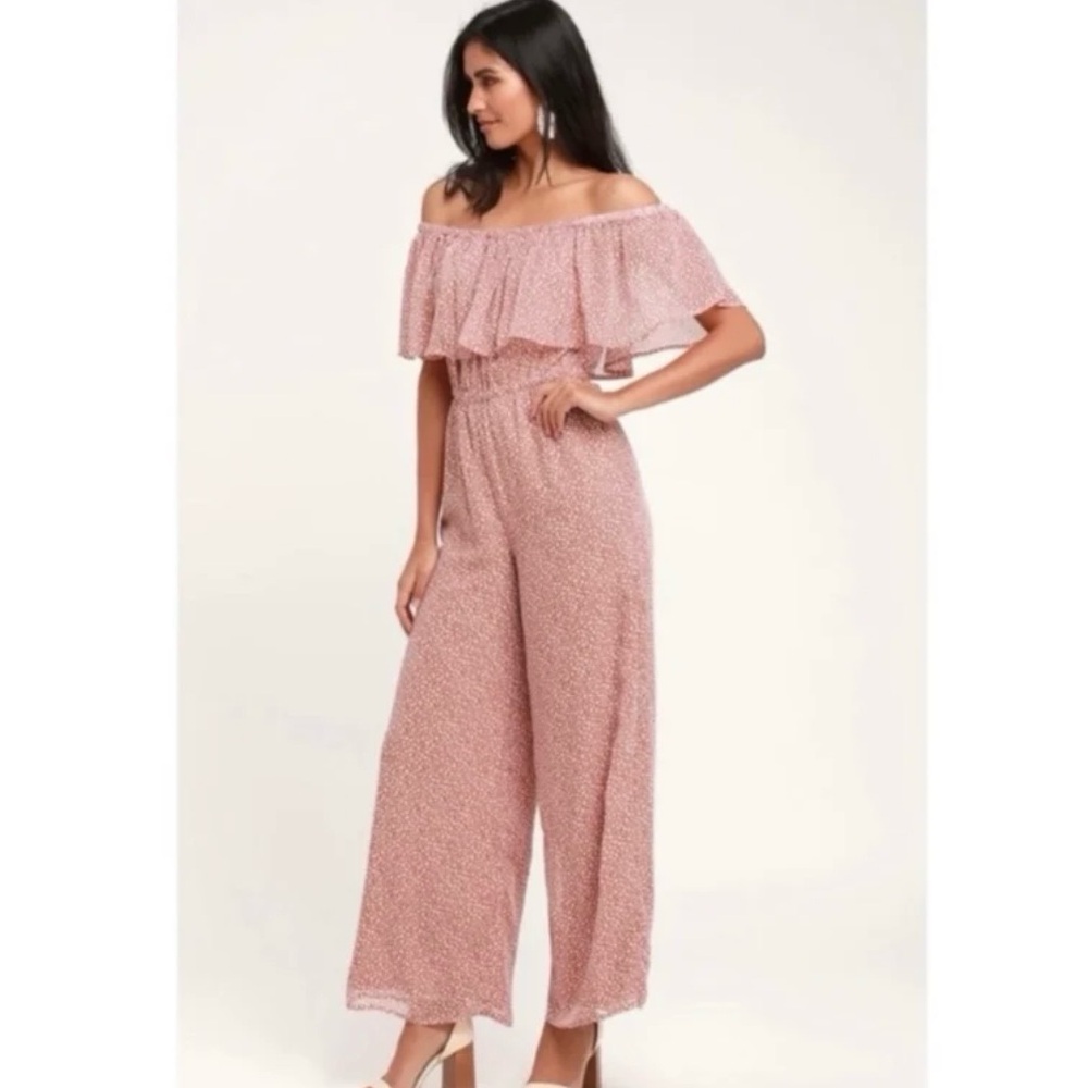 Boutique Off the shoulder pink Jumpsuit
